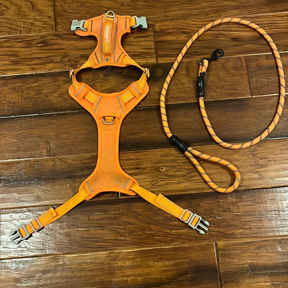 BARKBAY No Pull Dog Harness and BAAPET 5 Foot Dog Leash for Medium, Large Dogs.